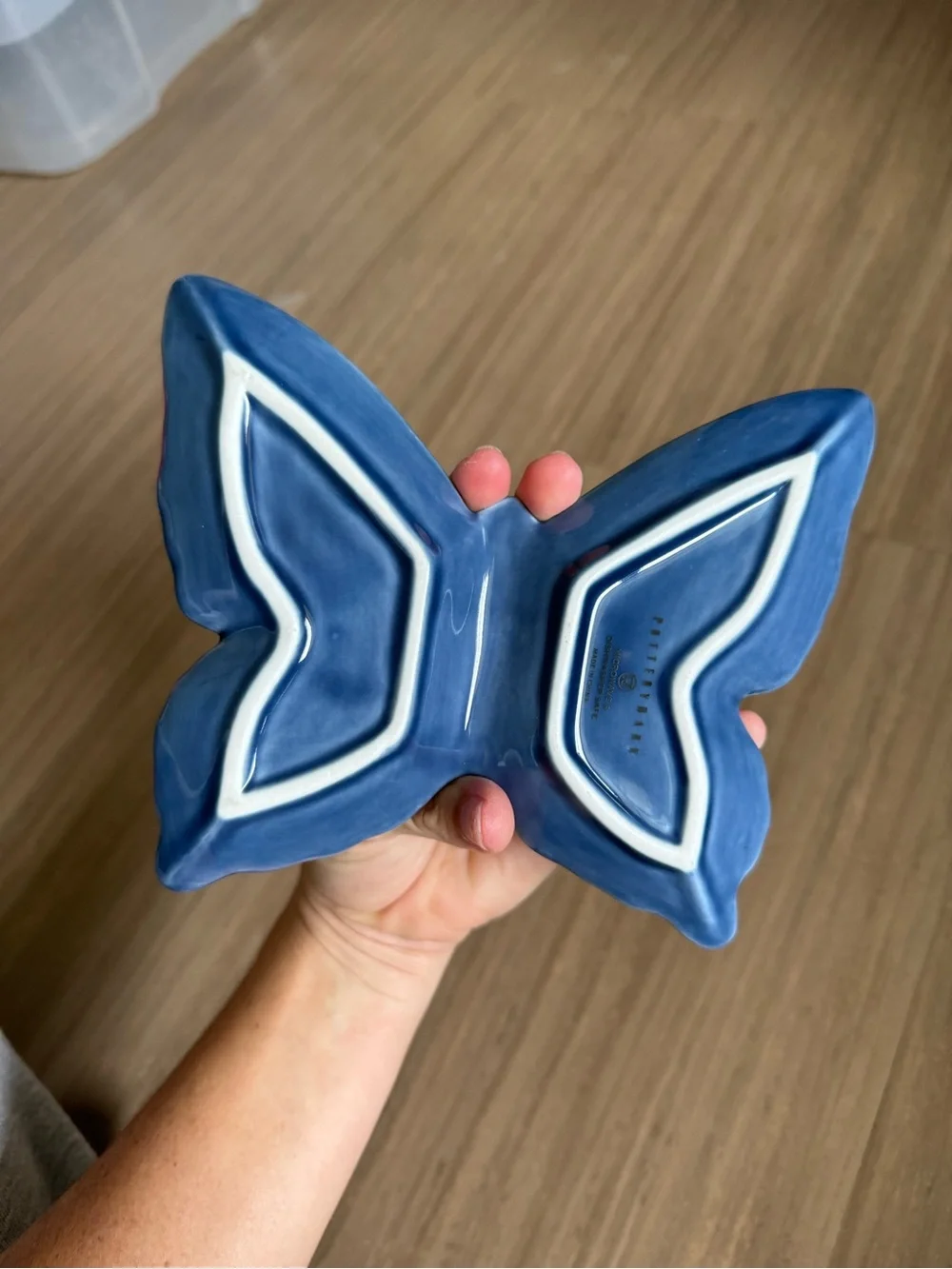 Pottery Barn Blue Ceramic Butterfly Decorative Dish Microwave & Dishwasher Safe